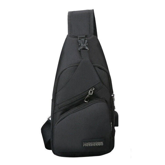 Black Mens Crossbody Satchel Bag Lightweight Travel Chest Pack