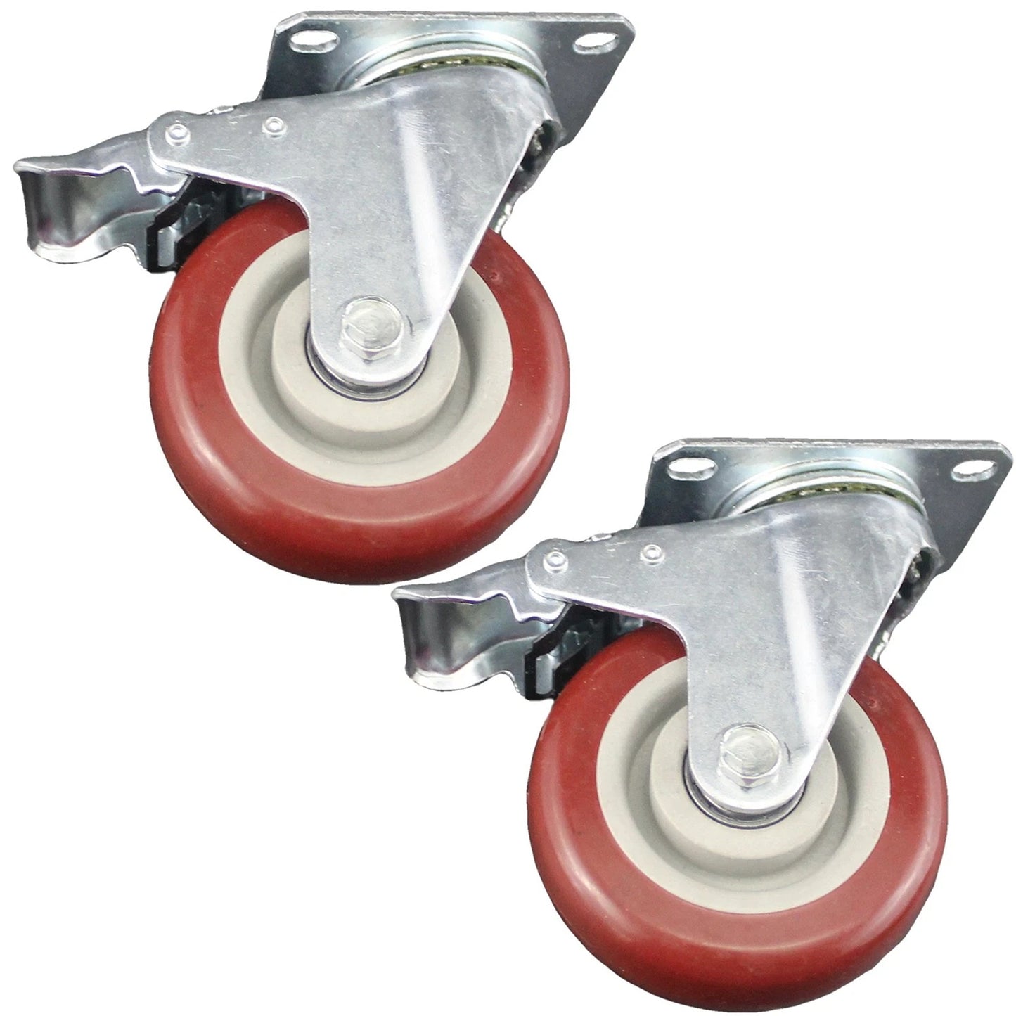 2 Pack Heavy Duty 4 Inch 100mm Swivel Caster Wheels With Brake 130kg