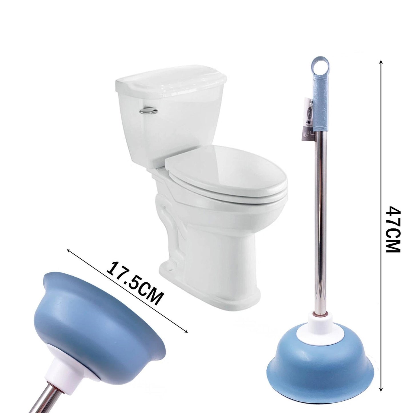 Jumbo Drain Plunger for Toilet Sink Shower and Bath Unblocker Plumbing Tool - Random Colour