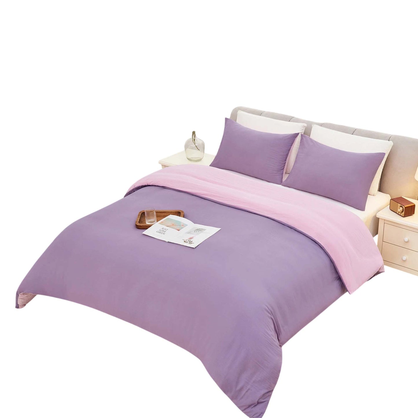 Dusty Lilac 2000 Thread Count Quilt Cover Set Soft Luxury Bedding