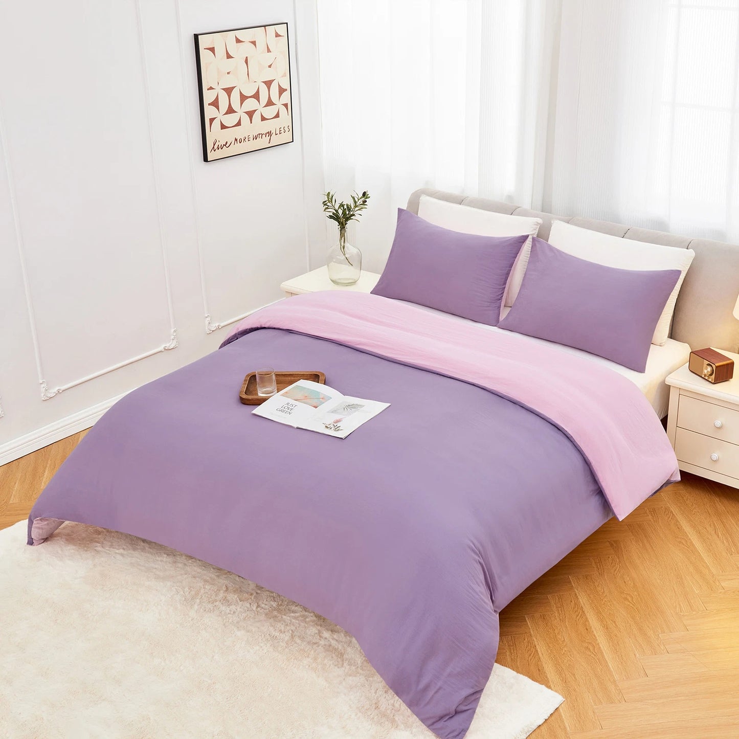 Dusty Lilac 2000 Thread Count Quilt Cover Set Soft Luxury Bedding
