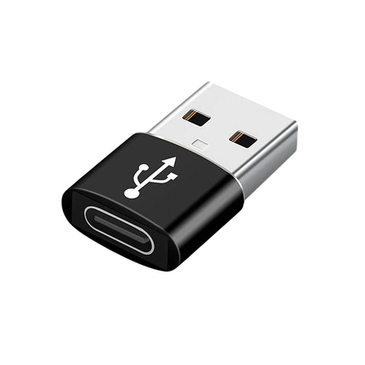 Black USB Type A Male to USB C Female Charging Port Adapter Converter