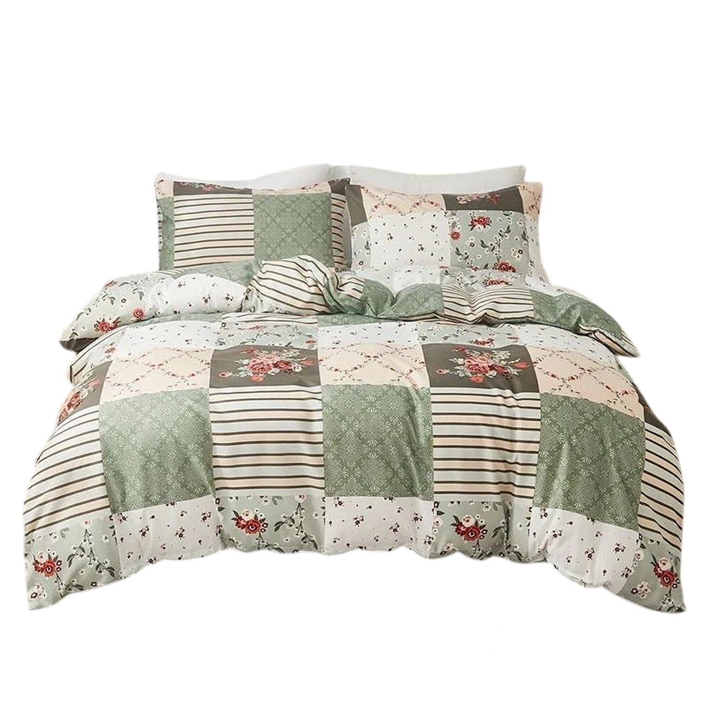 Ultra Soft Quilt Duvet Doona Cover Set with Pillowcase All Sizes - Checked Print