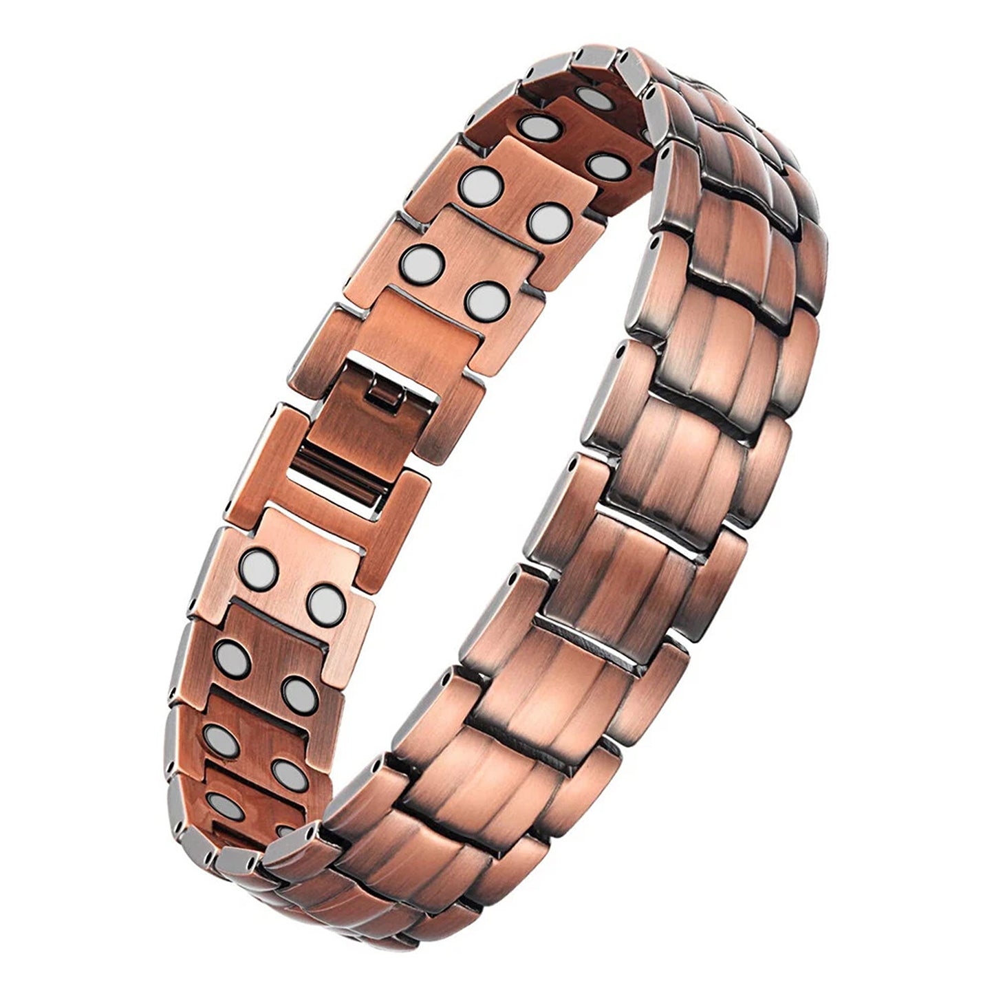 Mens Antique Copper Magnetic Bracelet Double Strength