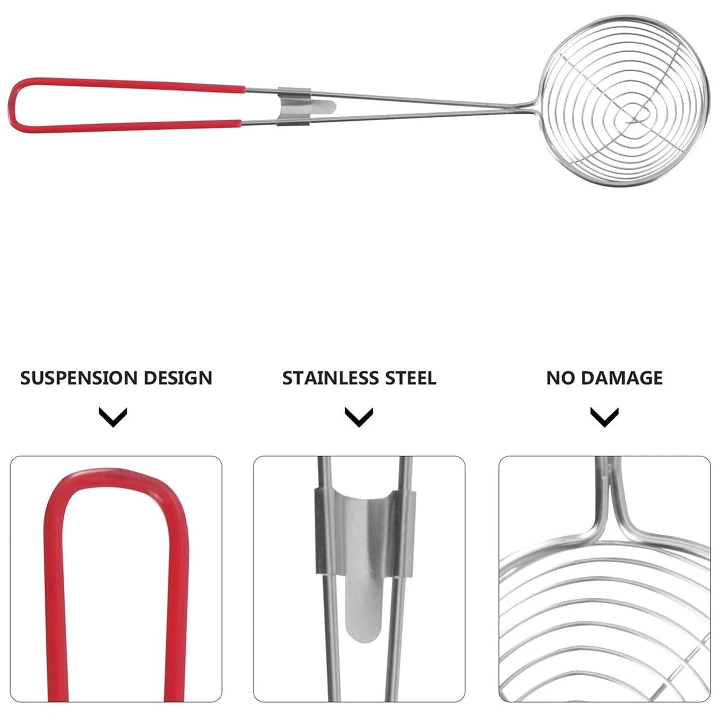3x Kitchen Slotted Spoon Stainless Steel Filter Strainer for Cooking