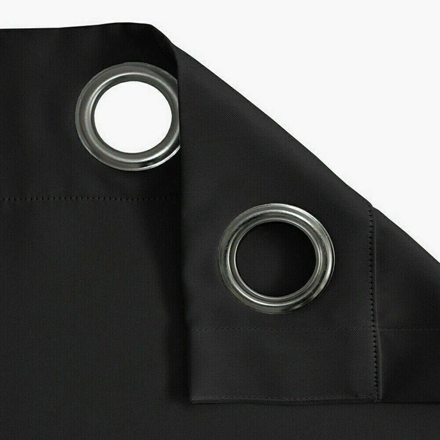 2x Eyelet Blackout Curtains Blockout Drapes for Bedroom Window Pair - Black