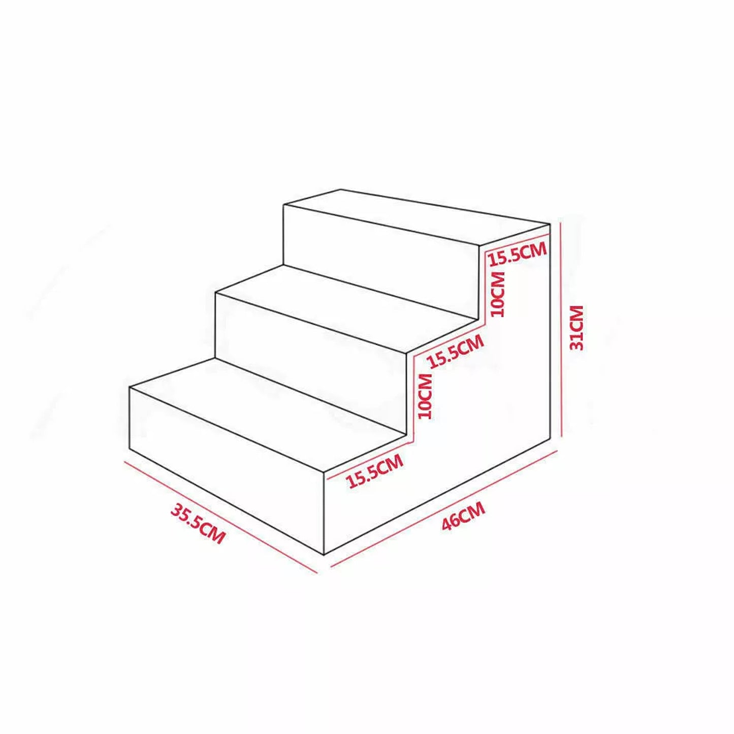 3 Step Portable Pet Stairs Soft Plush Ladder for Dogs and Cats with Washable Cover