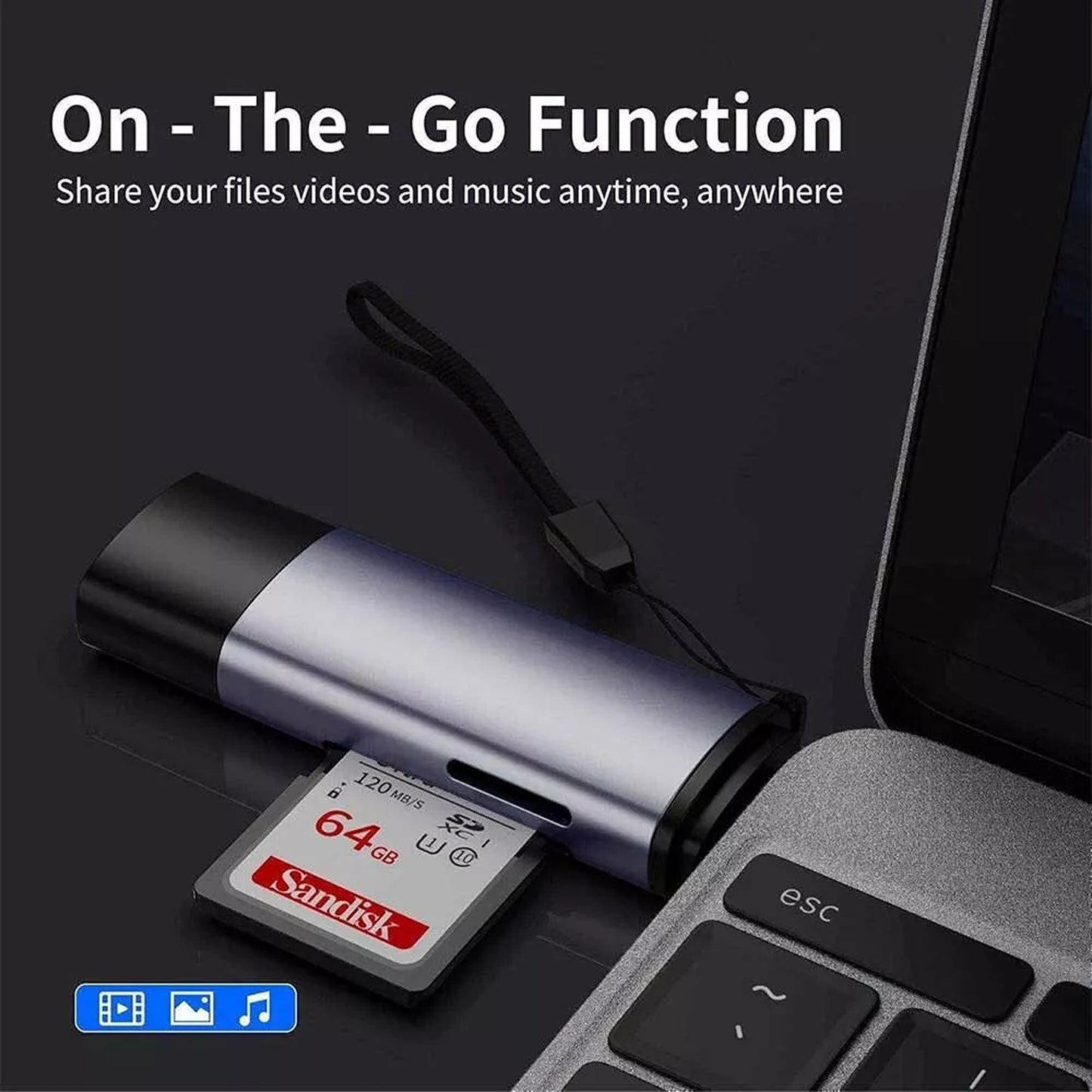 USB C and USB A Card Reader for Micro SD TF OTG PC Macbook Tablet
