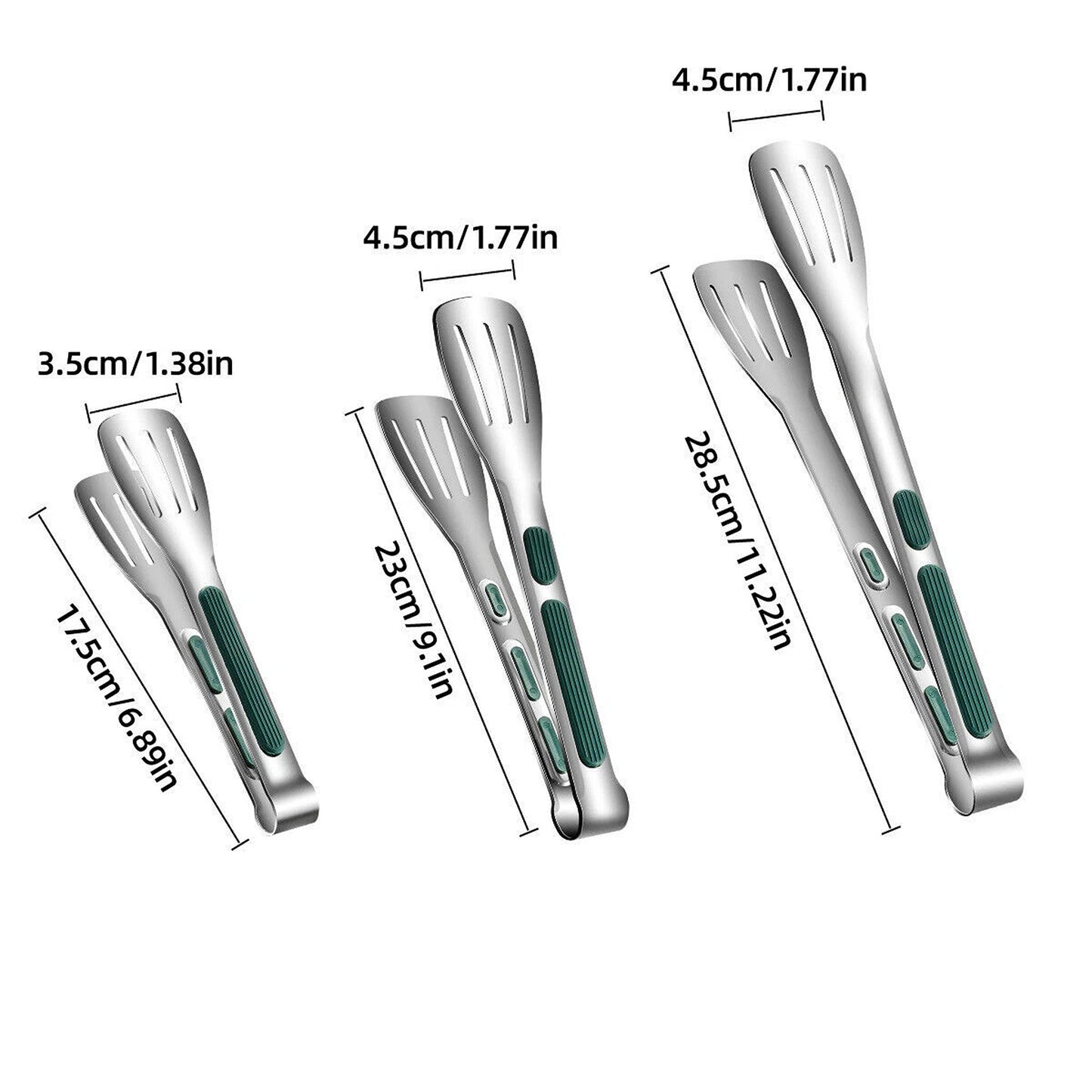 3 Piece Stainless Steel Food Tongs Grill Meat Bread Serving