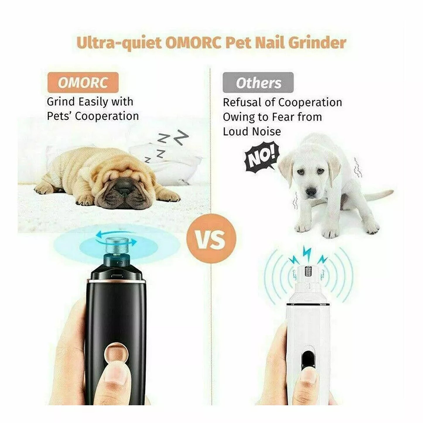 Electric Pet Nail Grinder for Dogs and Cats Claw Trimmer Grooming Tool
