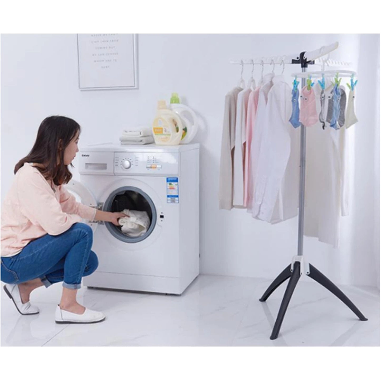 Foldable Clothes Drying Rack Collapsible Laundry Stand 135cm