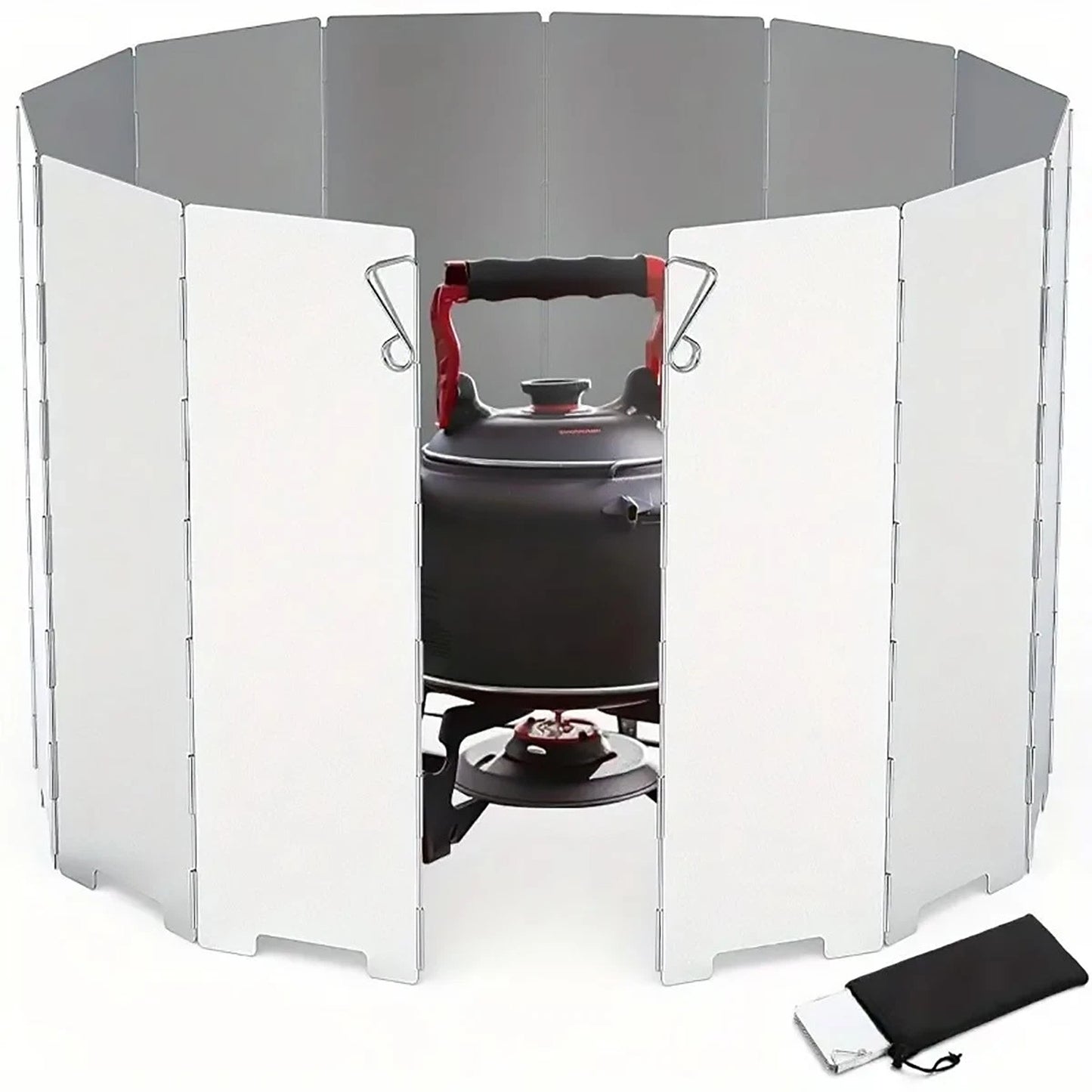 2x Camping Stove Wind Shield 10 Plates Foldable Aluminum Alloy