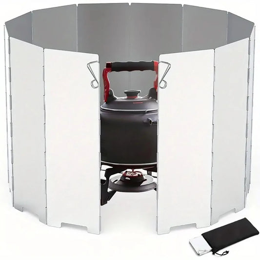 2x Camping Stove Wind Shield 10 Plates Foldable Aluminum Alloy