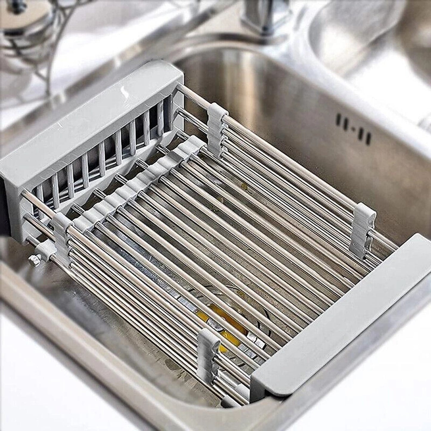 Stainless Steel Sink Dish Drying Rack Drain Basket Organizer