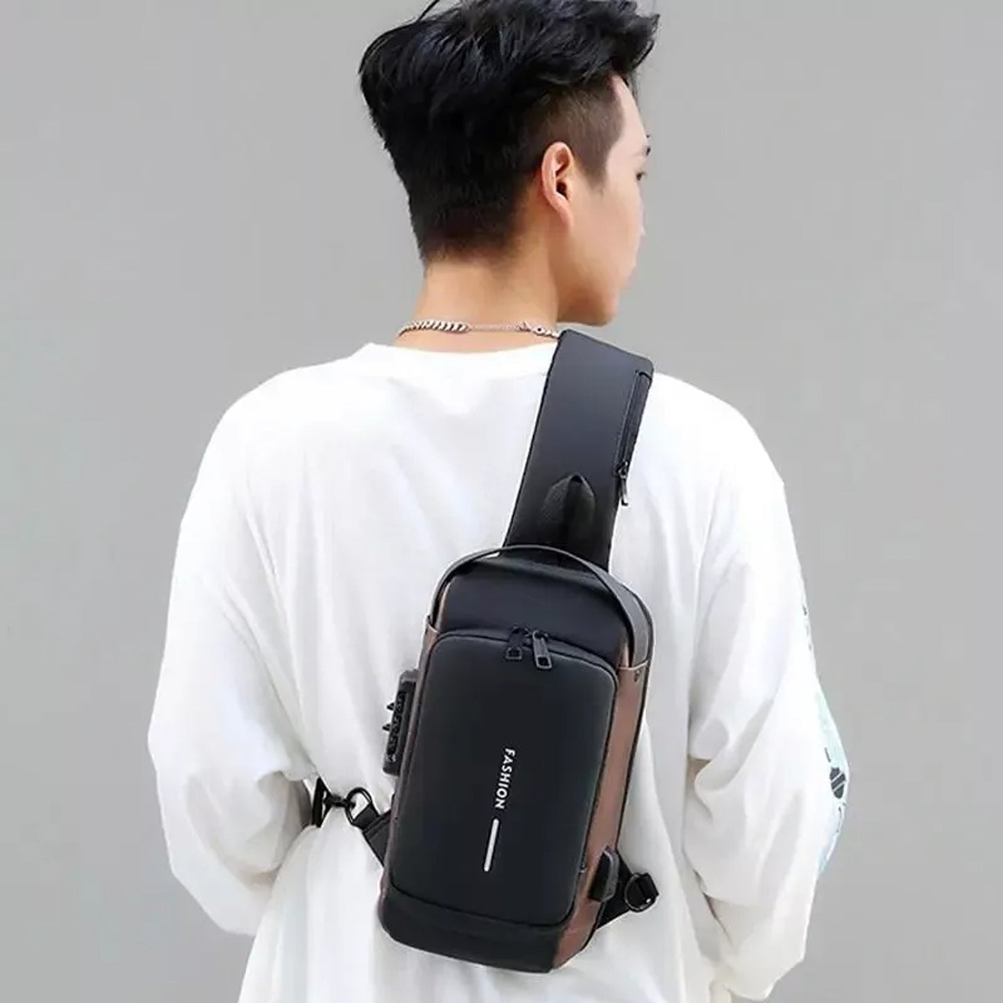 Crossbody Sling Bag for Men Anti Theft Backpack with USB Port