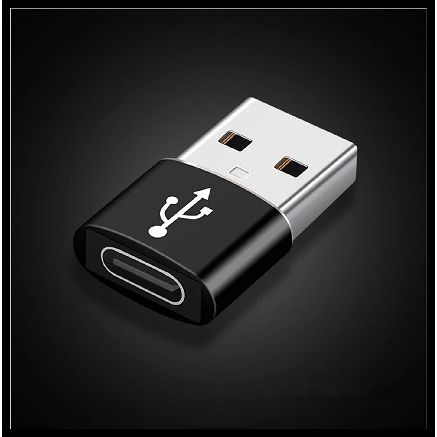 Black USB Type A Male to USB C Female Charging Port Adapter Converter