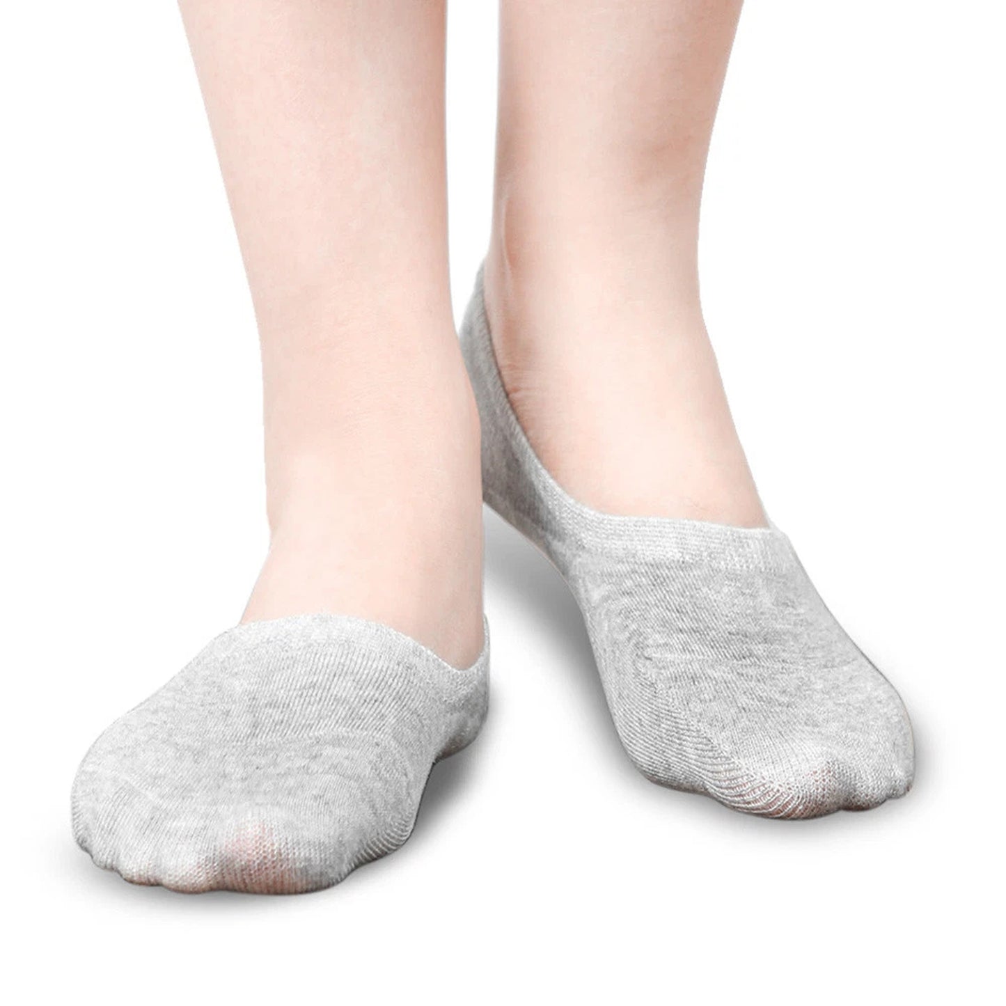 Invisible Socks for Men Women Low Cut Non Slip 5 Pairs - Grey