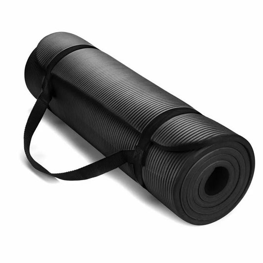 Thick Yoga Mat Pad 10 15 20MM NBR Nonslip Exercise Fitness Gym Durable - Black