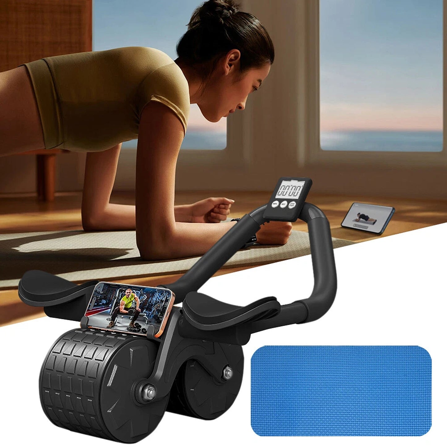 Automatic Rebound AB Roller Abdominal Wheel Anti Slip Fitness Exercise Trainer
