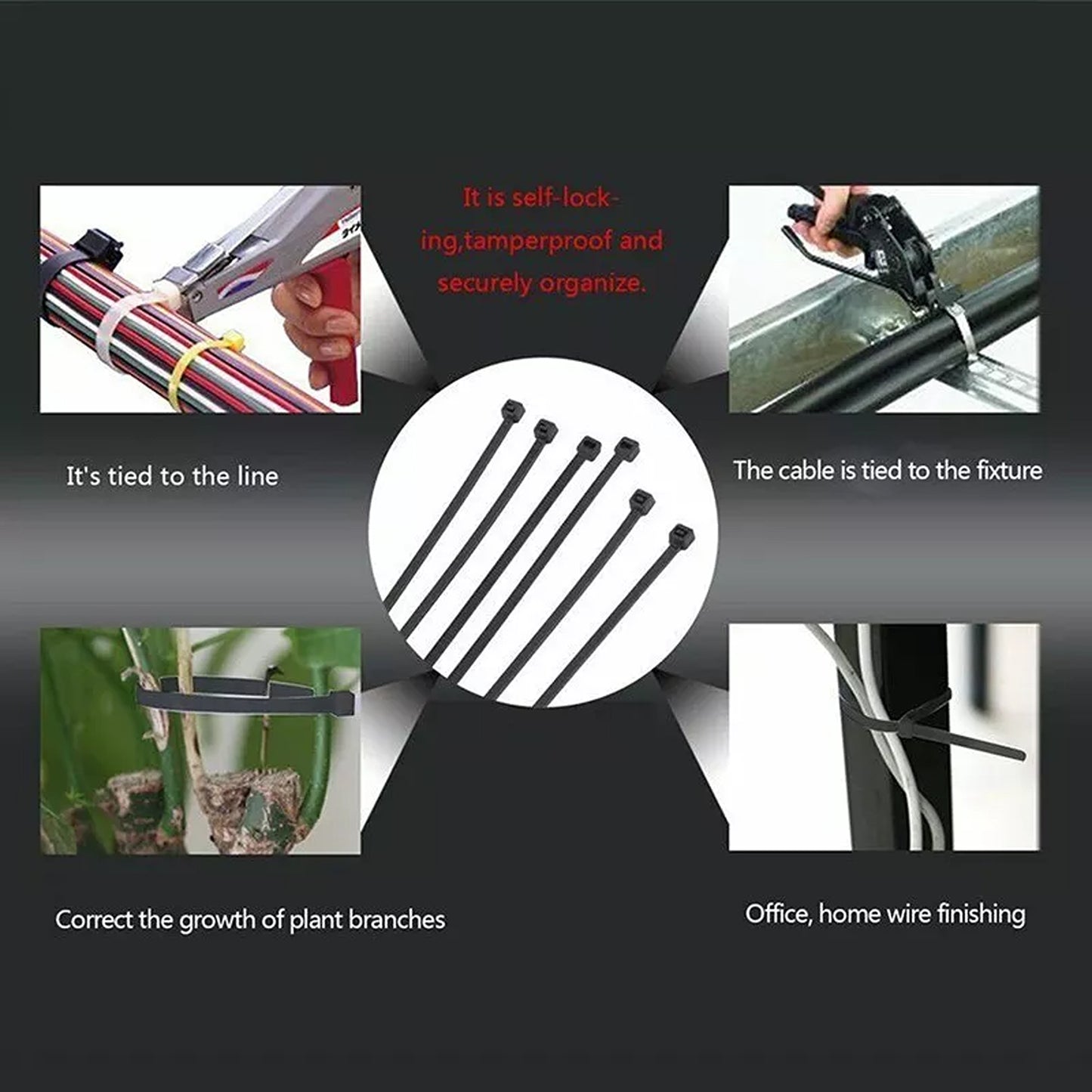Black Nylon Cable Ties UV Stabilized 100pcs