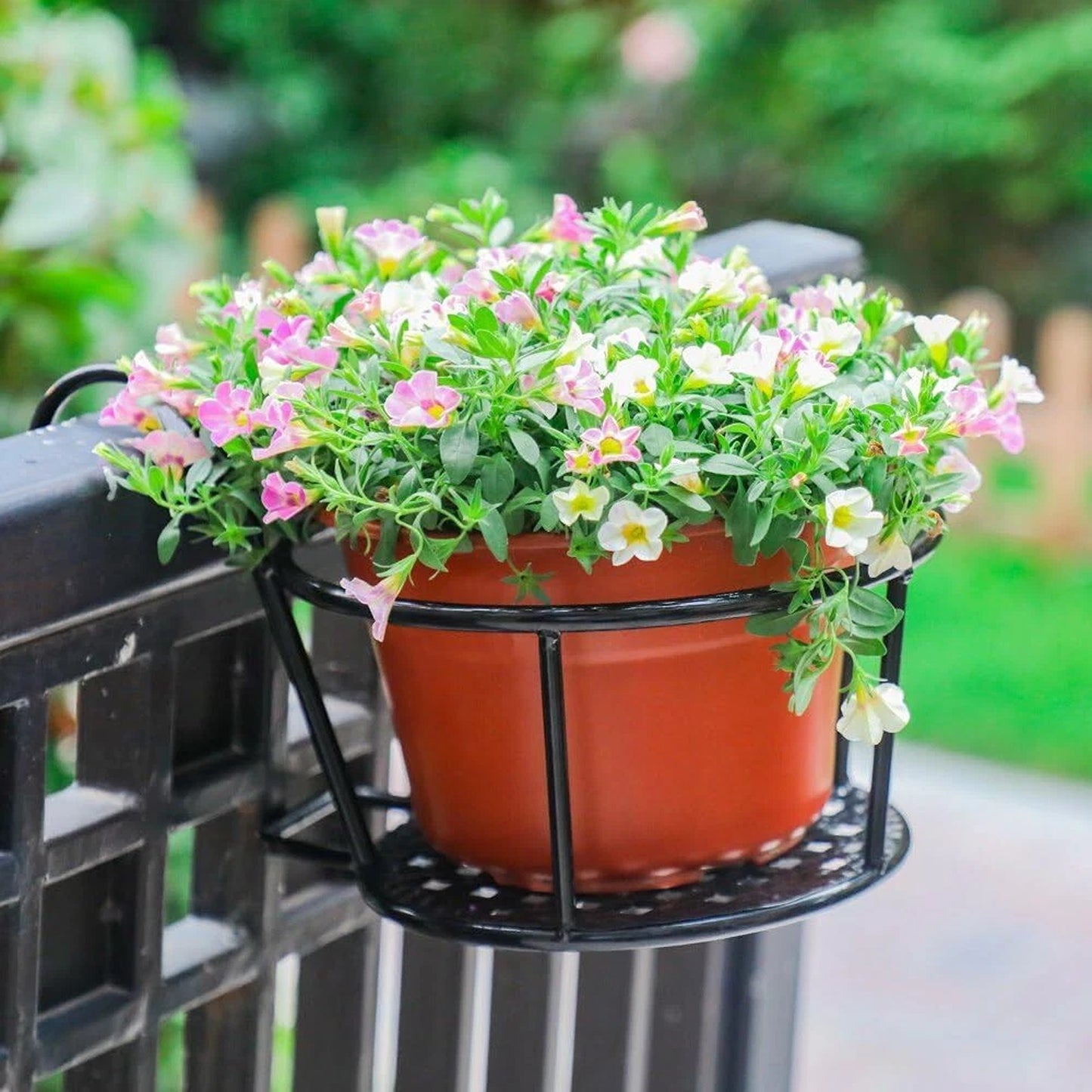 Hanging Metal Flower Holder Shelf Stand Basket Garden Storage 6x
