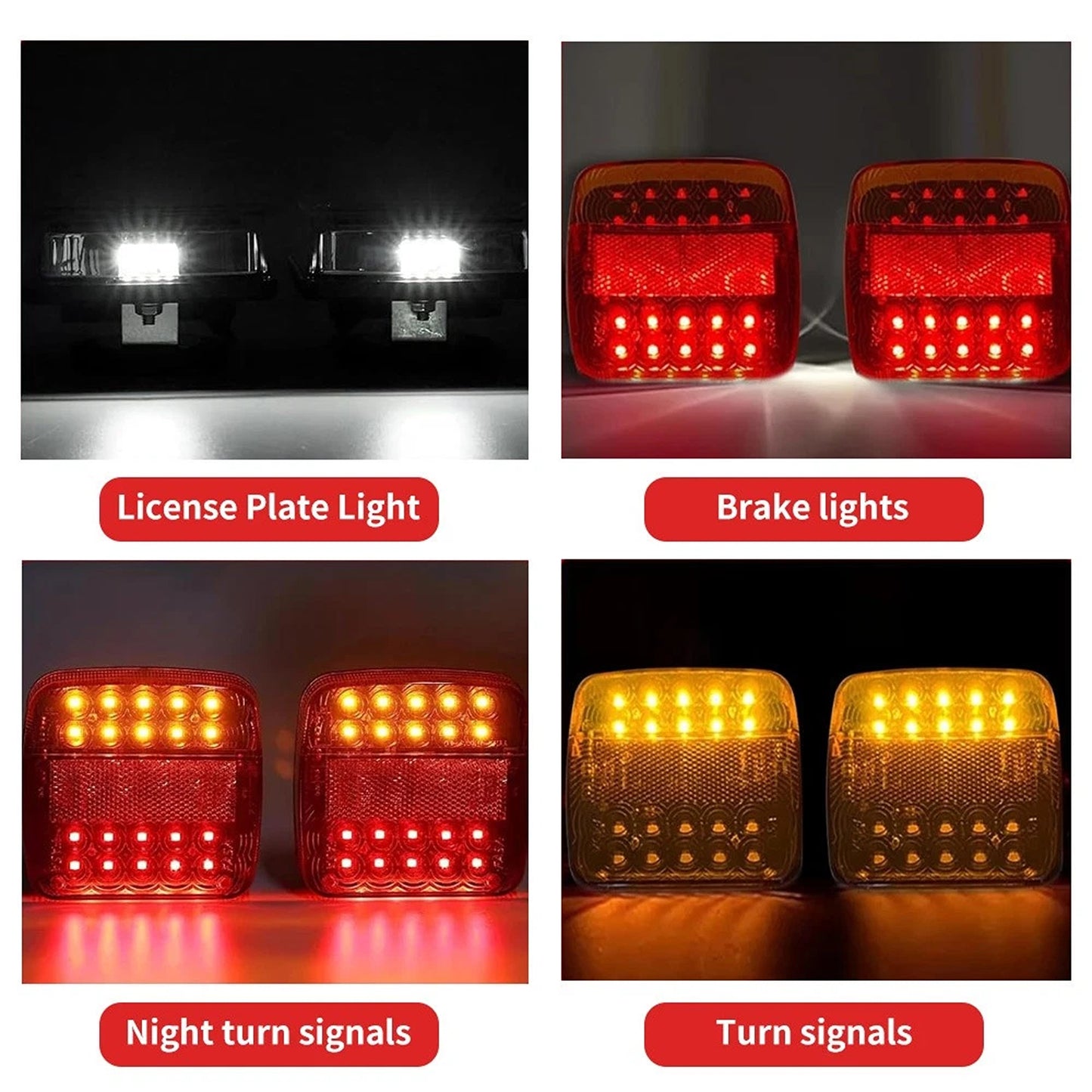 2 Pack Wireless Magnetic Rechargeable LED Trailer Tail Light Kit