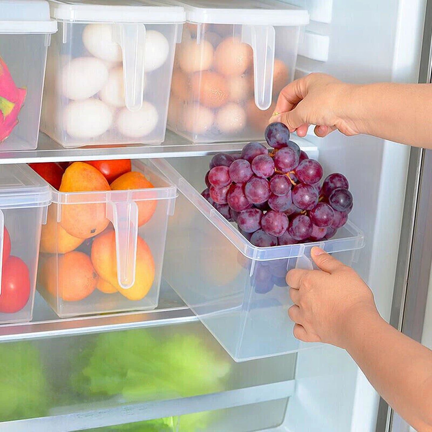 Refrigerator Storage Box Food Container Kitchen Fridge 4x