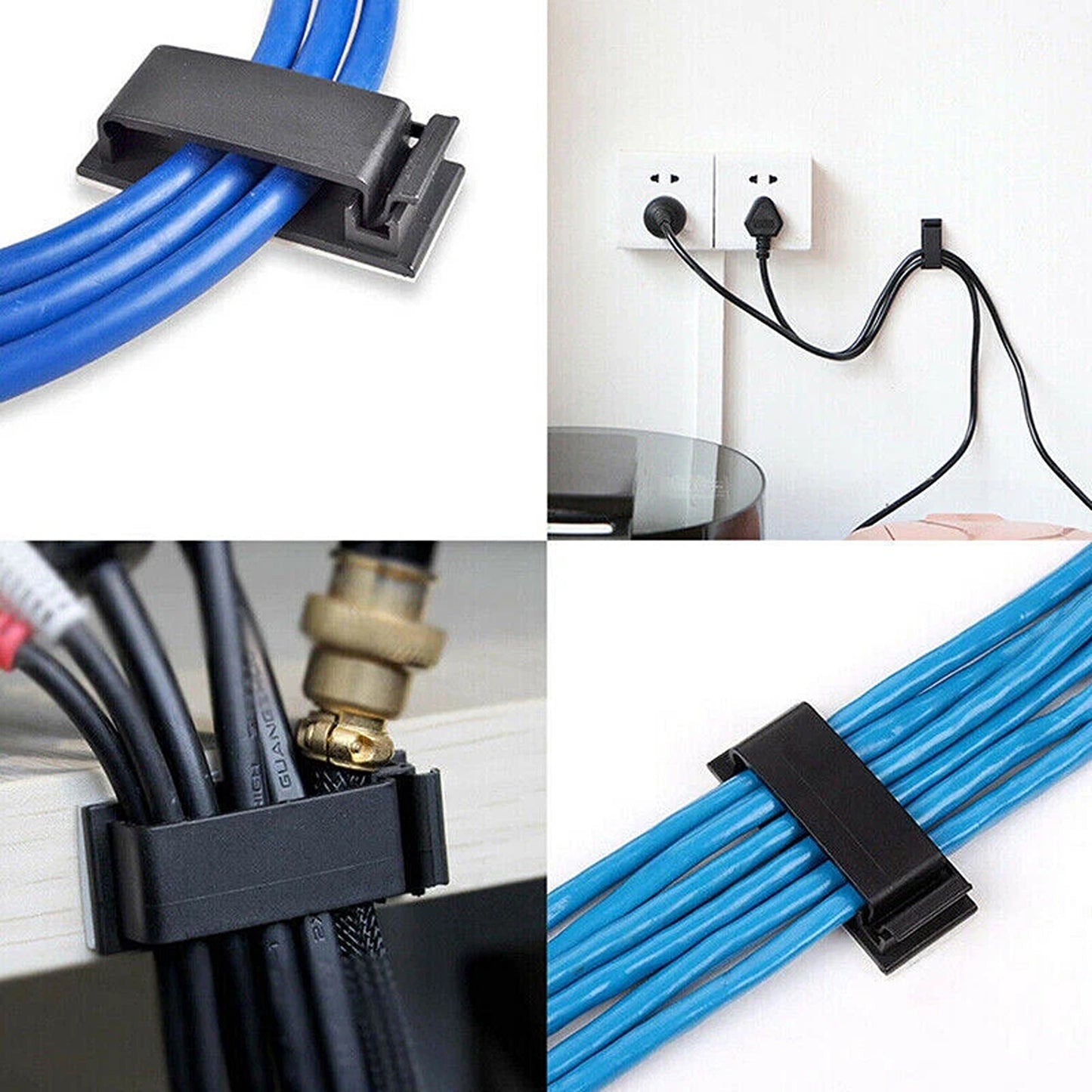 Adhesive Cable Clips Wire Management Holder Cord Organizer 20pcs