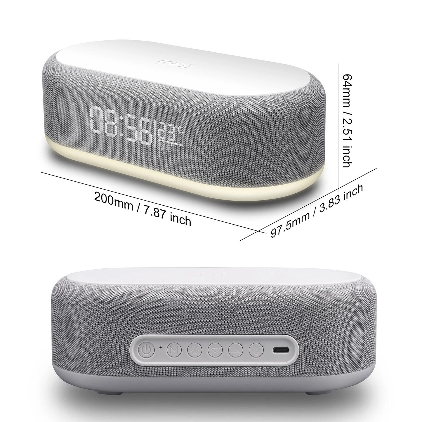 Wireless Charger Dock with Alarm Clock and Thermometer for iPhone 16 15 Samsung S25