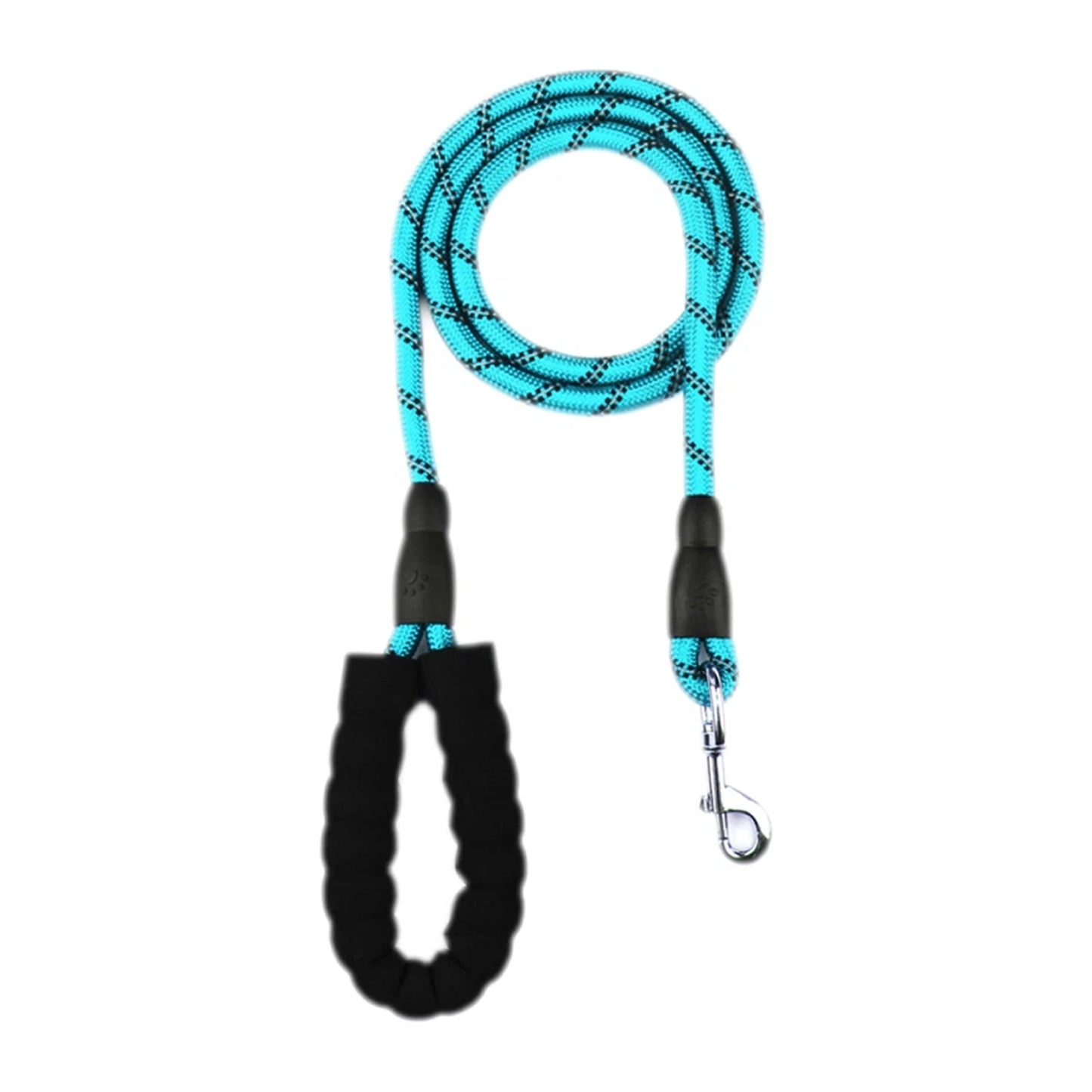 Nylon Dog Leash Heavy Duty with Padded Handle and Reflective Threads - Aqua