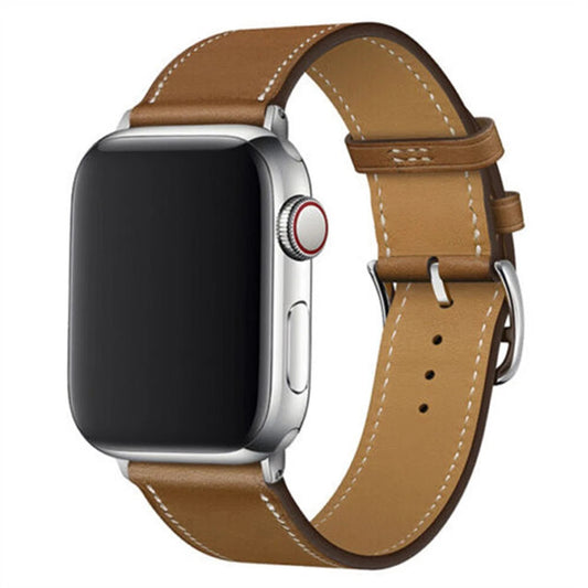 Genuine Leather Strap for Apple Watch Series 8 7 6 5 4 3 SE - Light Brown