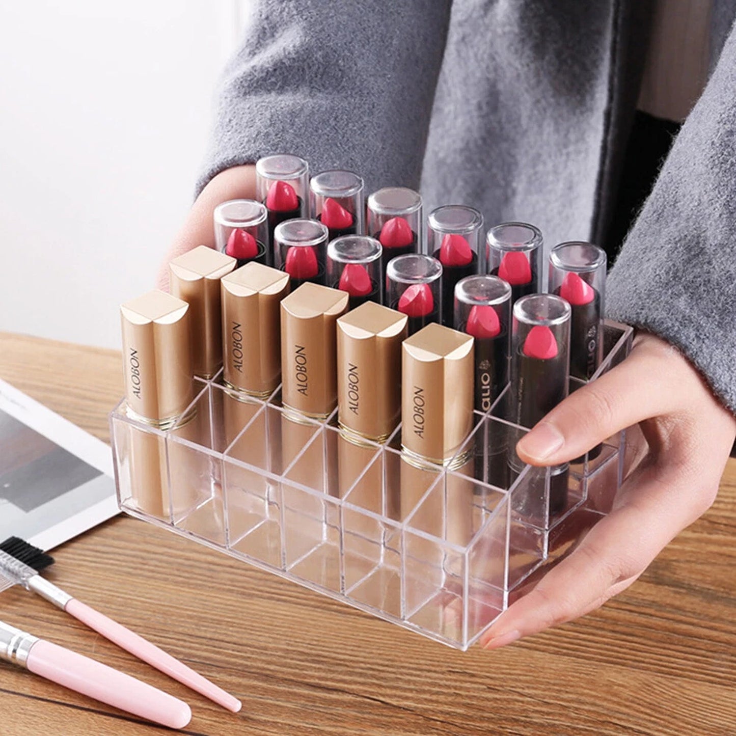 Lipstick Storage Organizer Display Stand for Makeup Collection