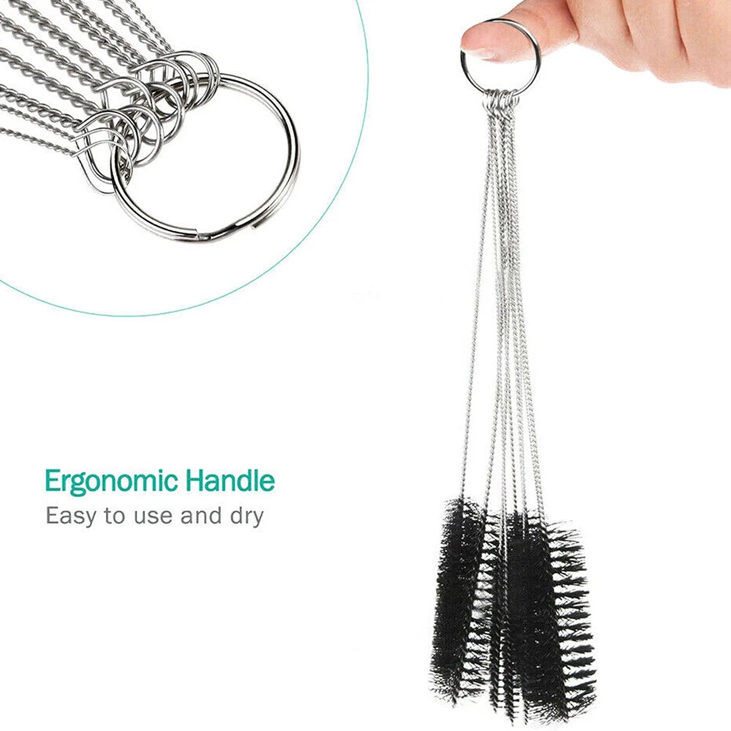 10 Piece Black Nylon Bottle Straw Tube and Pipe Cleaning Brush Set