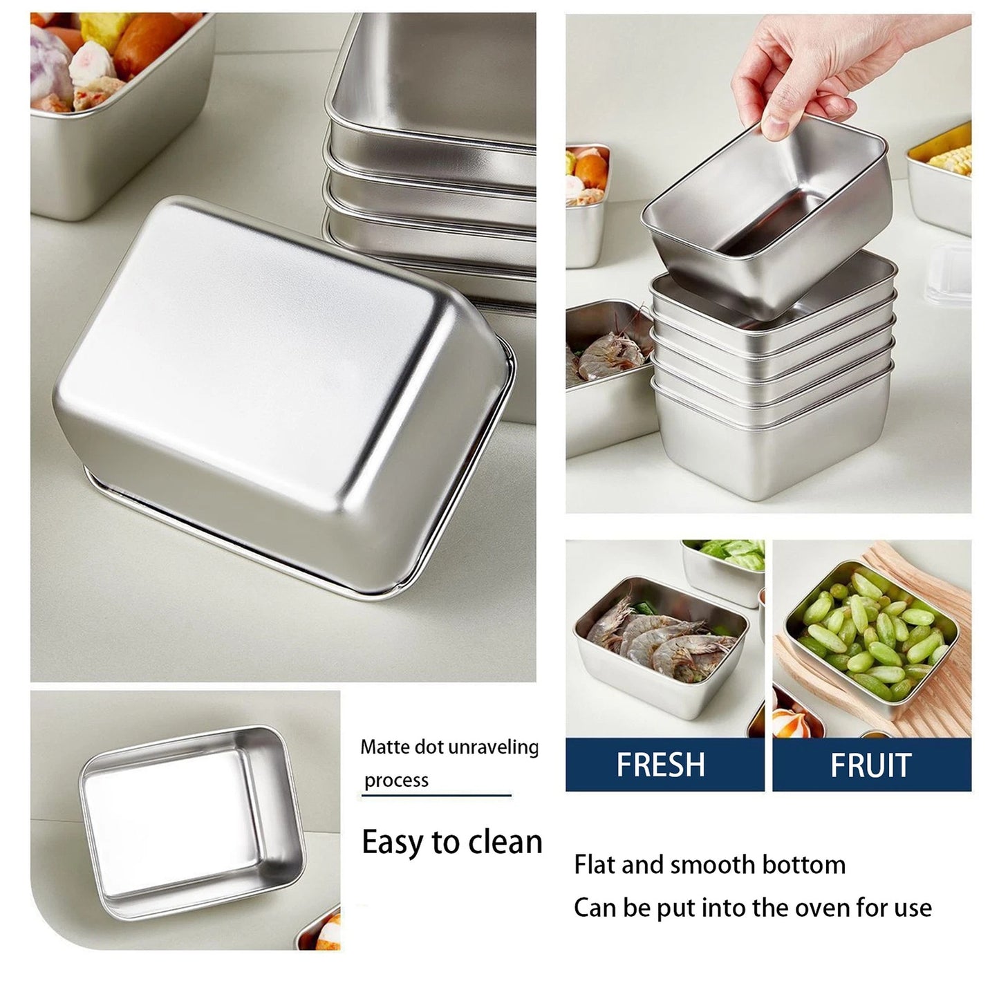 Reusable Stainless Steel Food Storage Box Set 10pcs