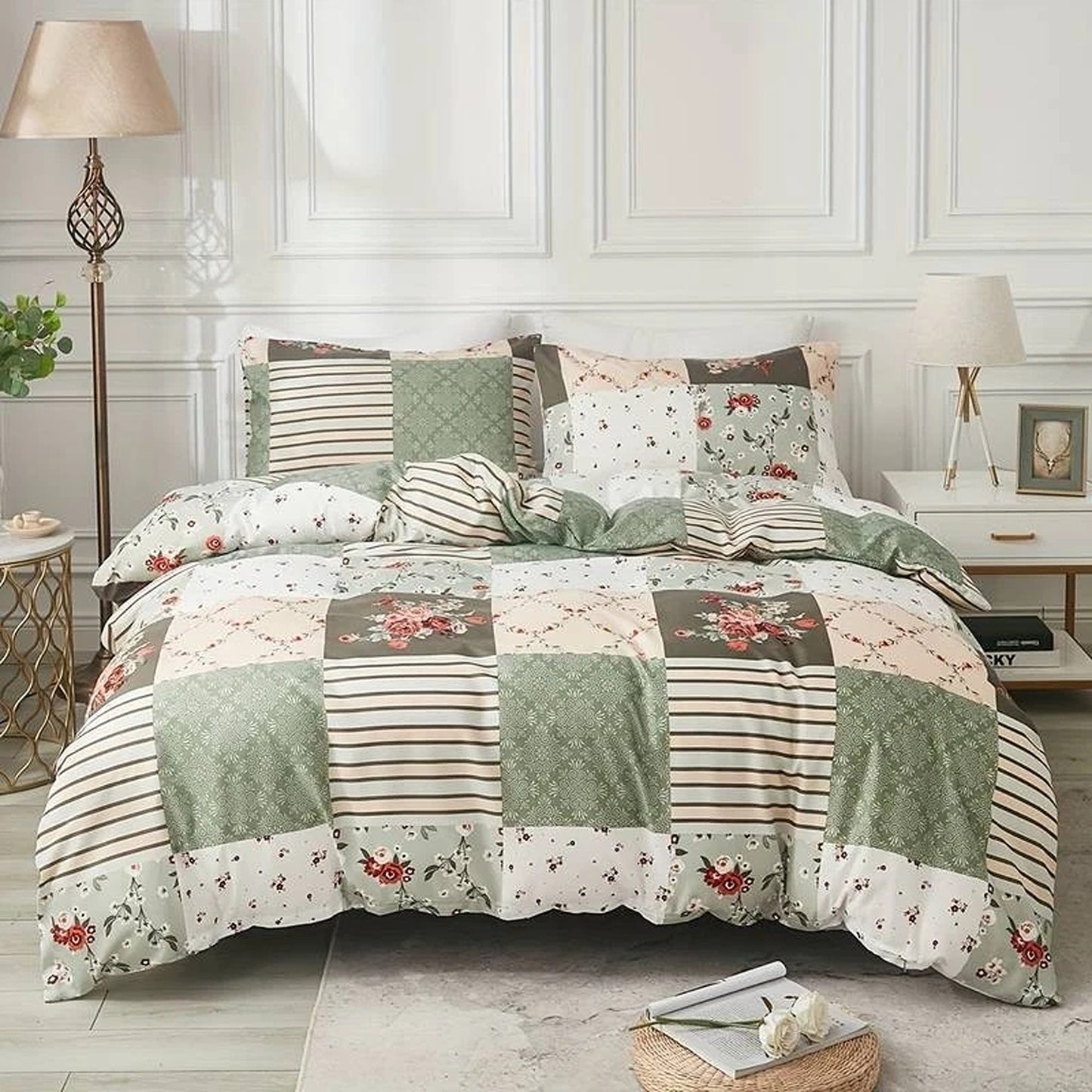 Ultra Soft Quilt Duvet Doona Cover Set with Pillowcase All Sizes - Checked Print