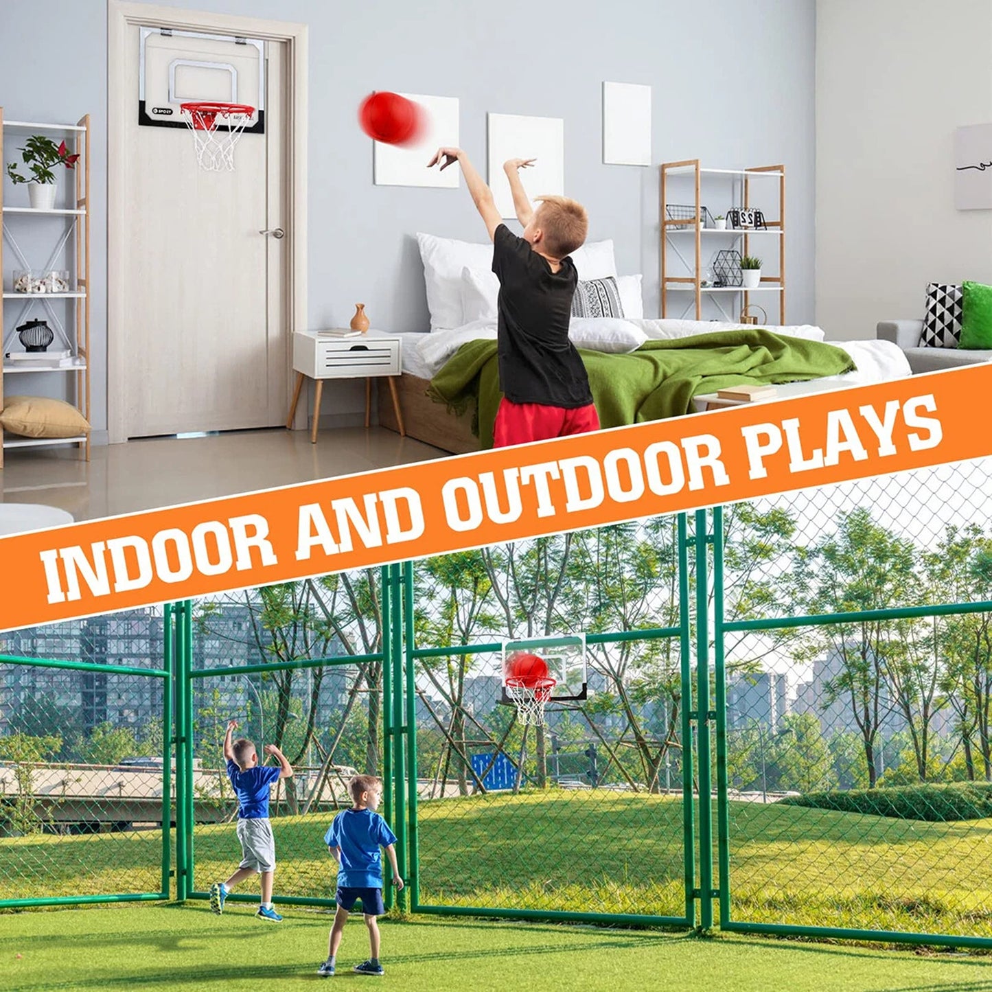 Over the Door Mini Basketball Hoop with Balls and Pump