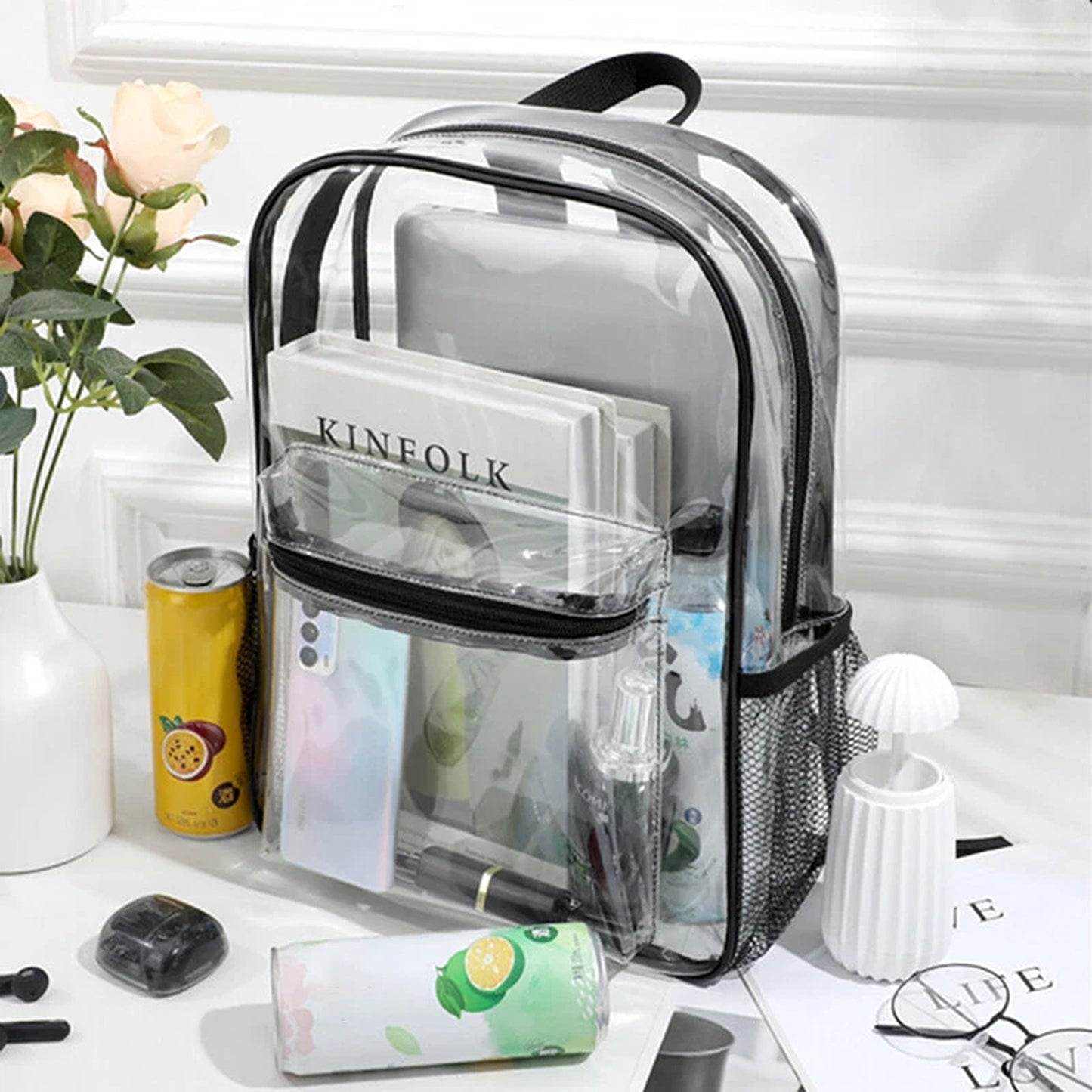 Transparent Clear Backpack PVC School and Travel Bag with Shoulder Straps
