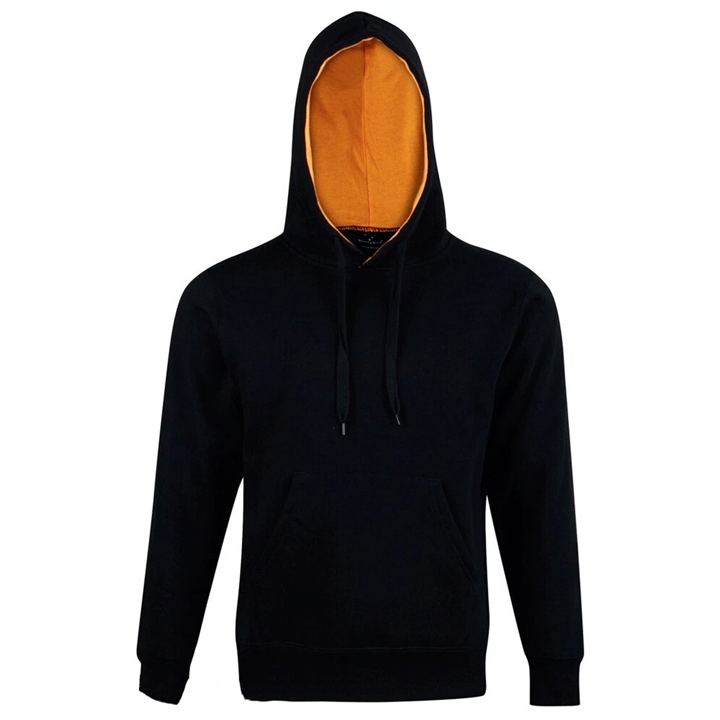 Adult Pullover Fleece Hoodie with Pocket and Contrast Hood - Black-Gold