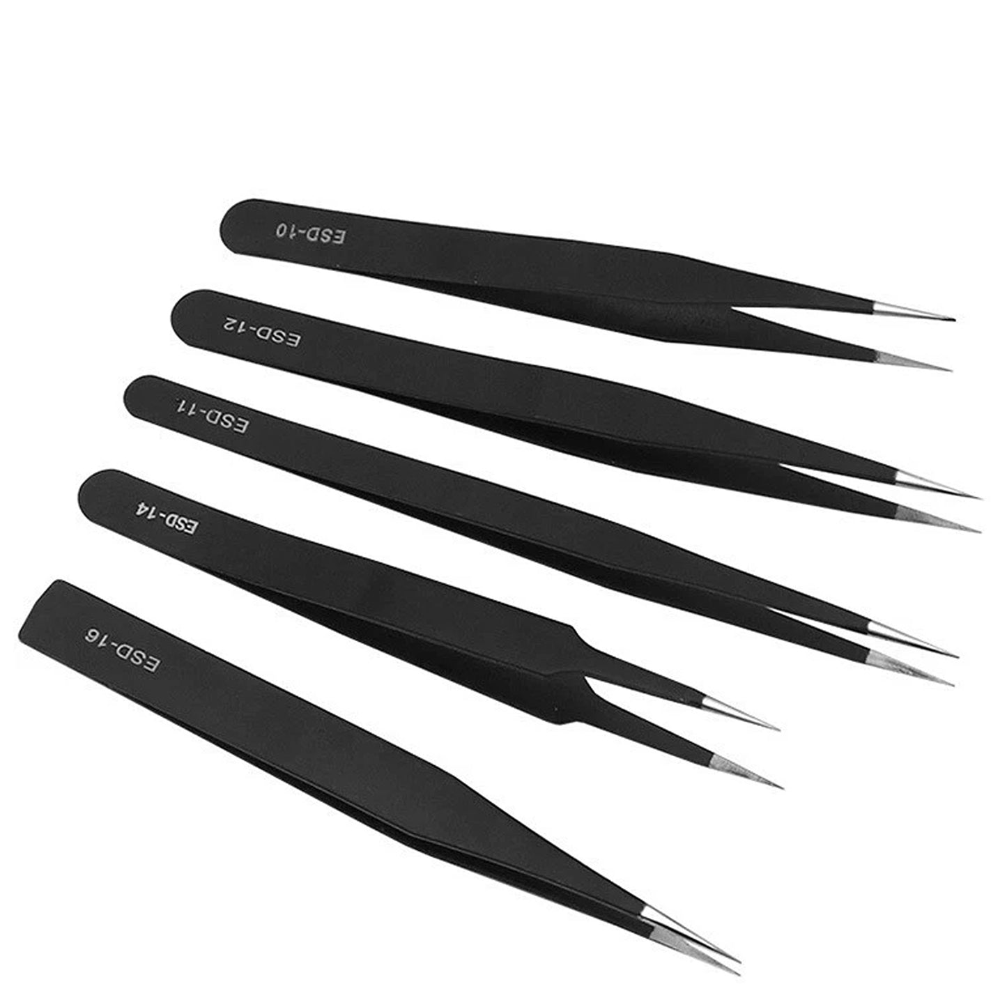 Stainless Steel Tweezers Set for Electronics and Crafts 9pcs