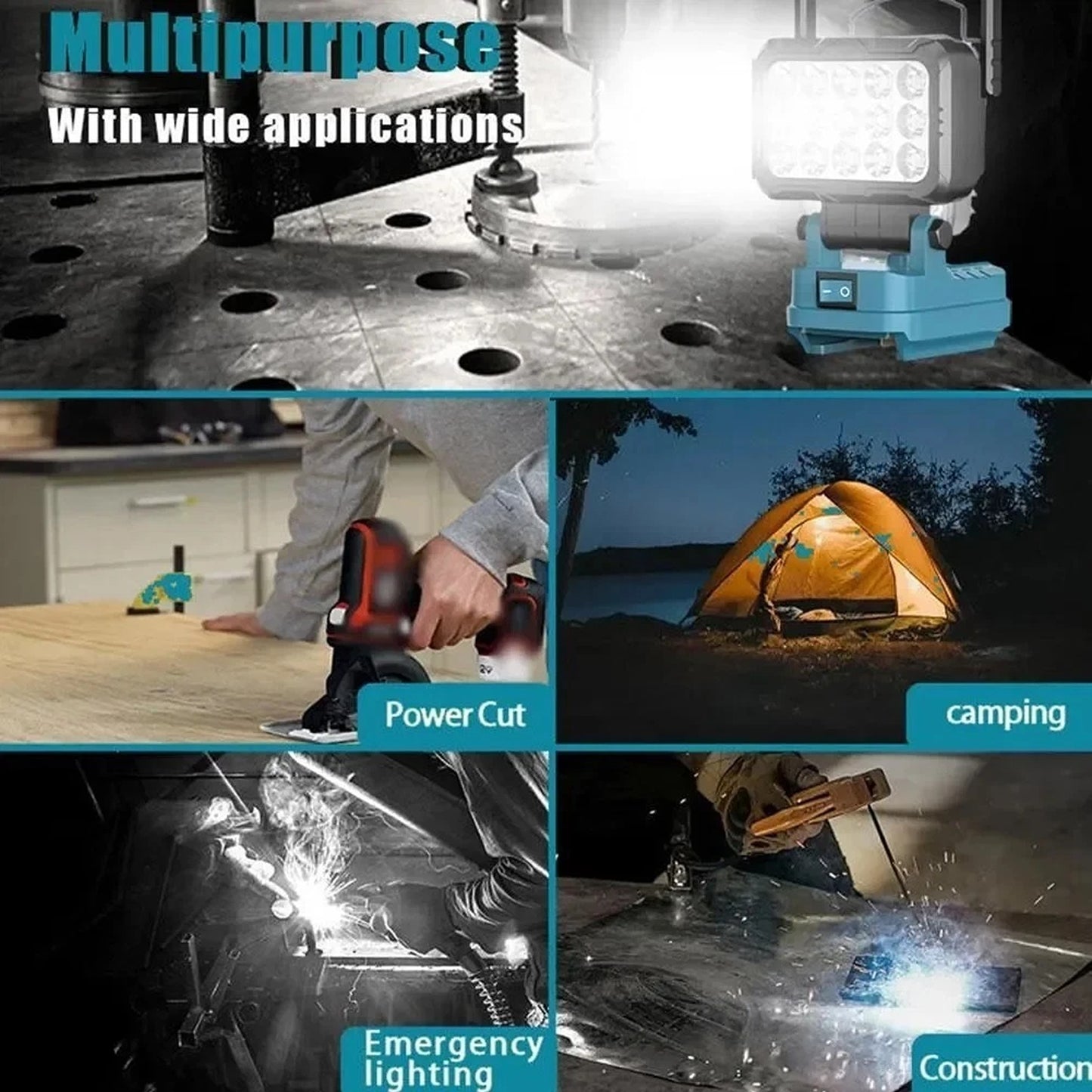 LED Work Light For Milwaukee 18V Battery With Dual USB Charging Ports