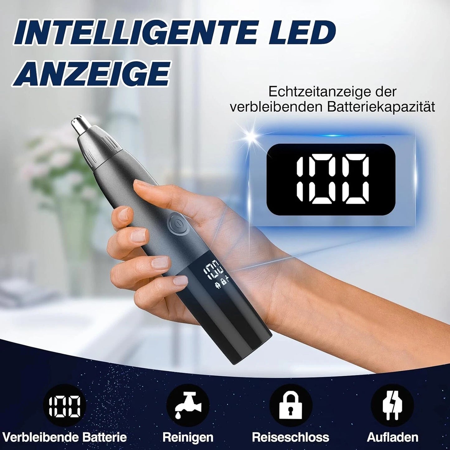Rechargeable Nose and Ear Hair Trimmer for Men Portable Grooming Tool