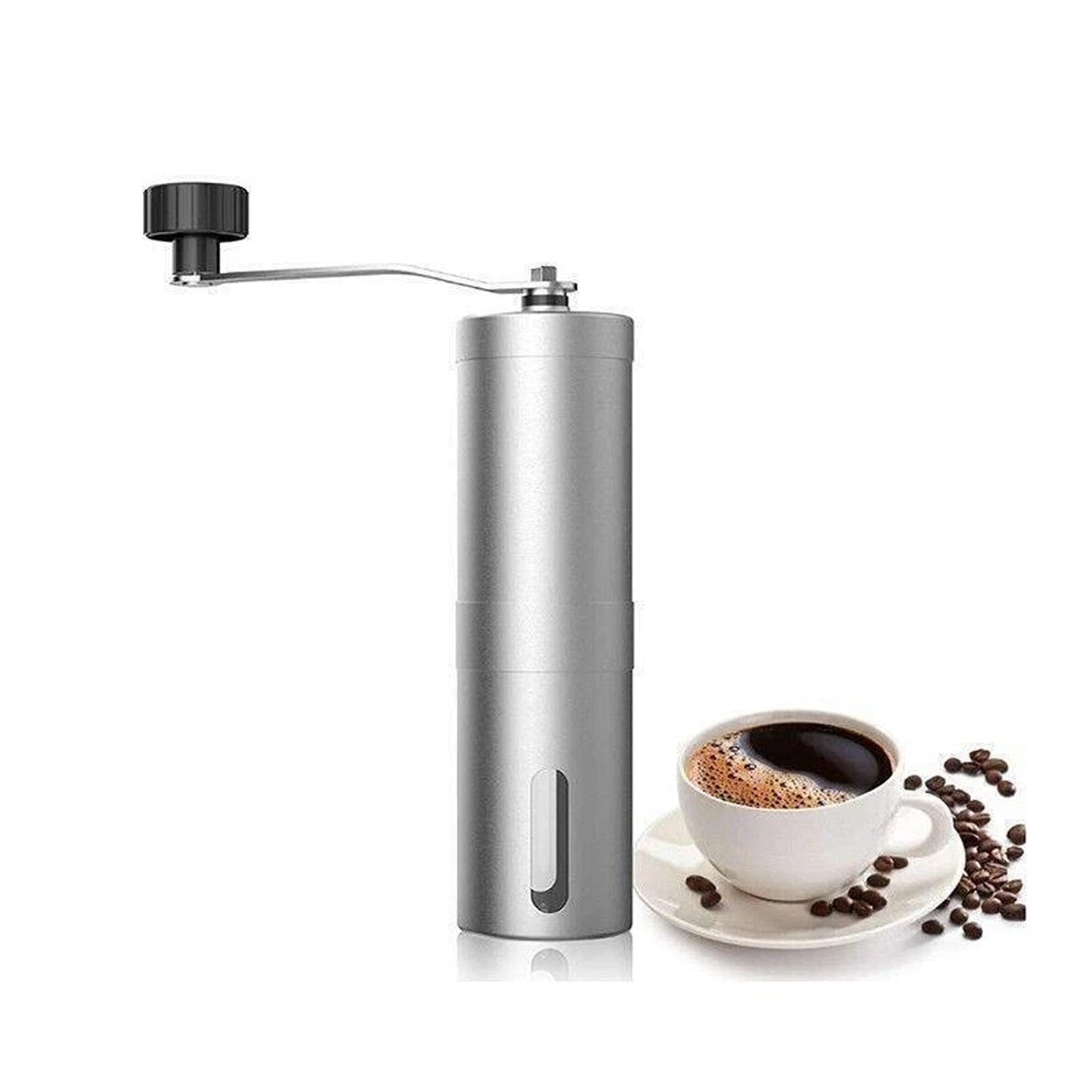 Manual Coffee Bean Grinder with Stainless Steel Body and Ceramic Burr