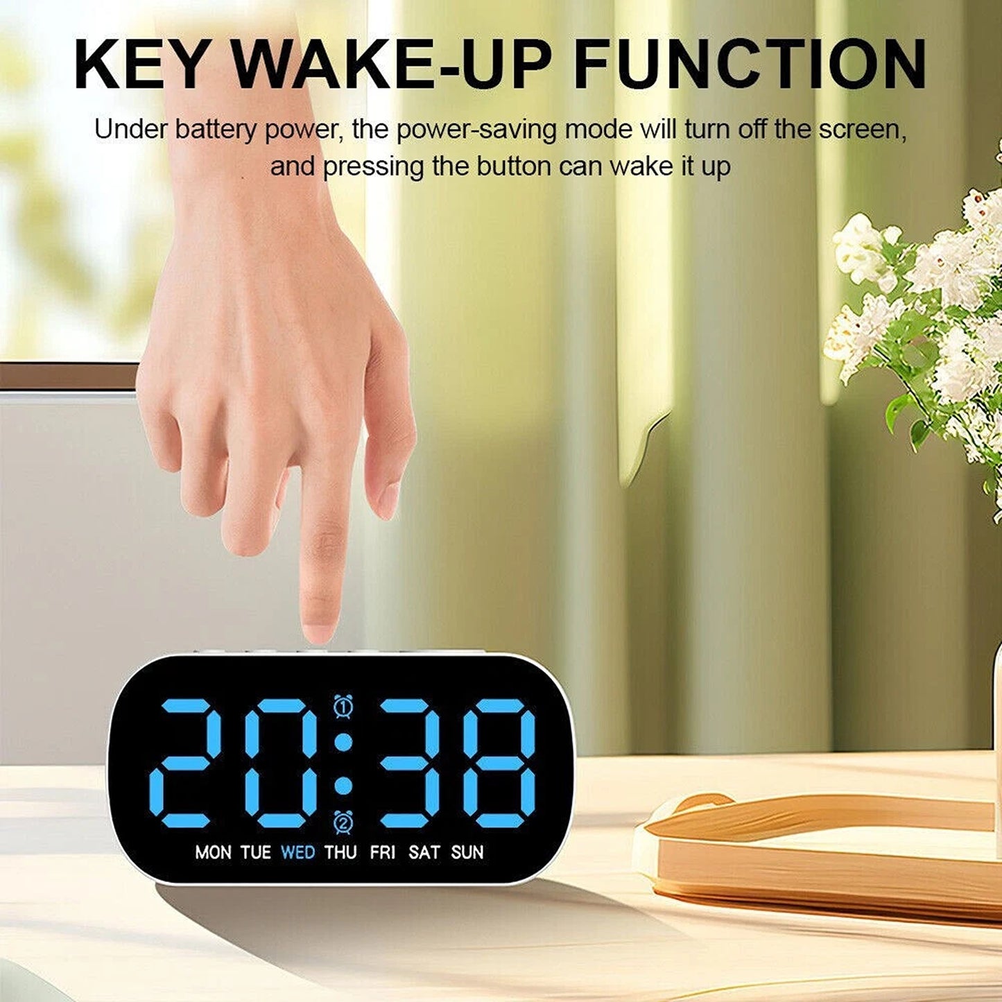 Digital LED Alarm Clock with Dual Alarm and Snooze Function