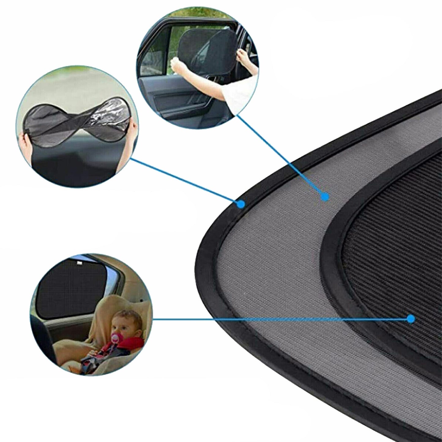 Front Rear Window Screen Mesh Sunshade For Car UV Protection