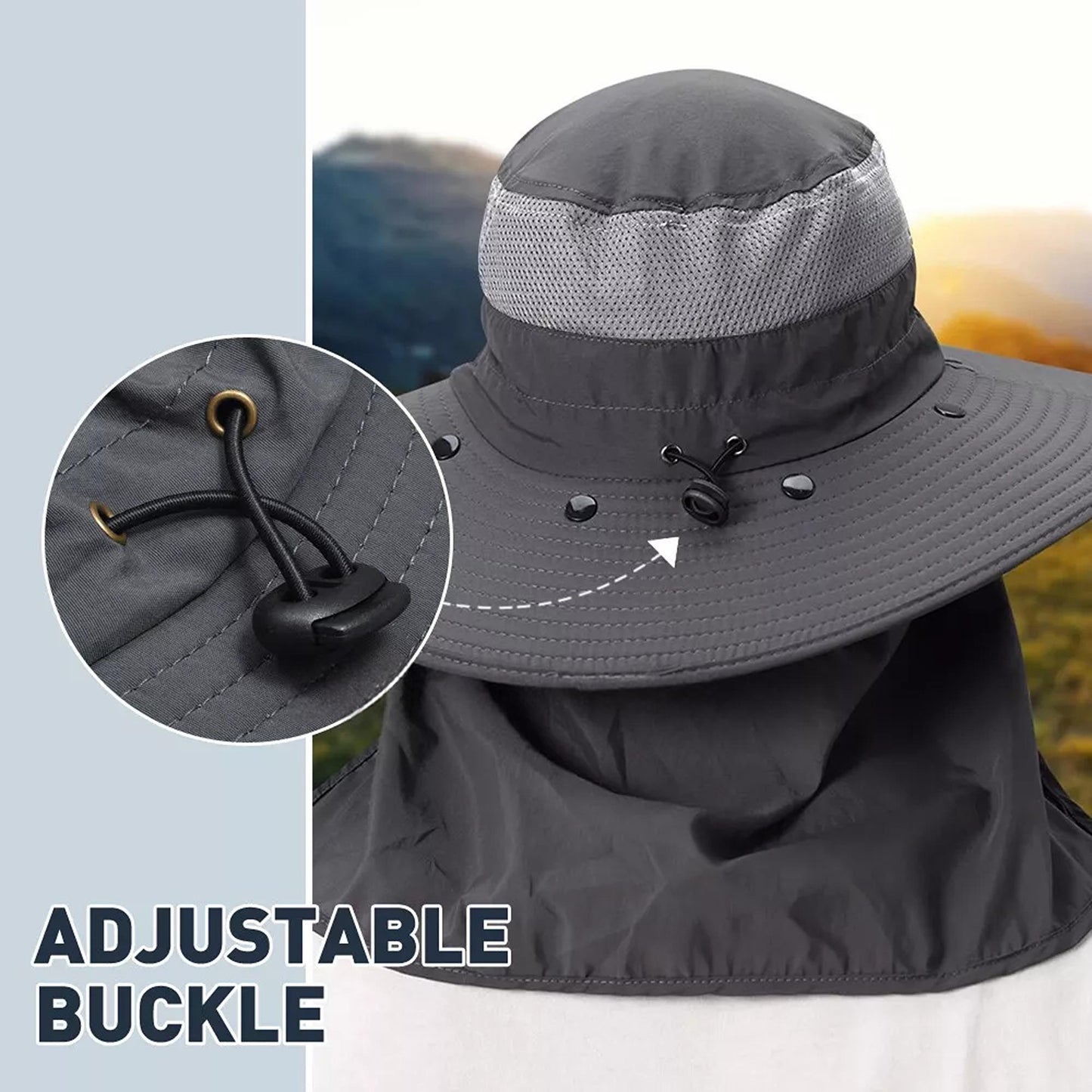 Sun Protection Hat with Neck Flap for Men and Women Hiking or Fishing