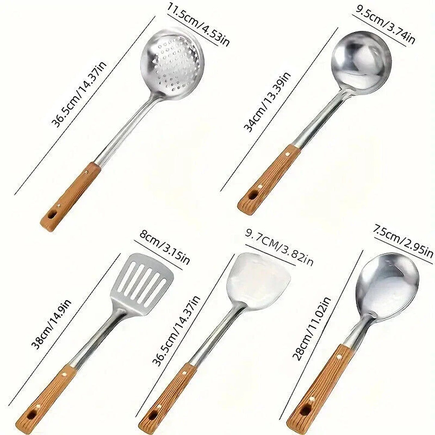 5 Piece Stainless Steel Cooking Utensil Set Great for Kitchen