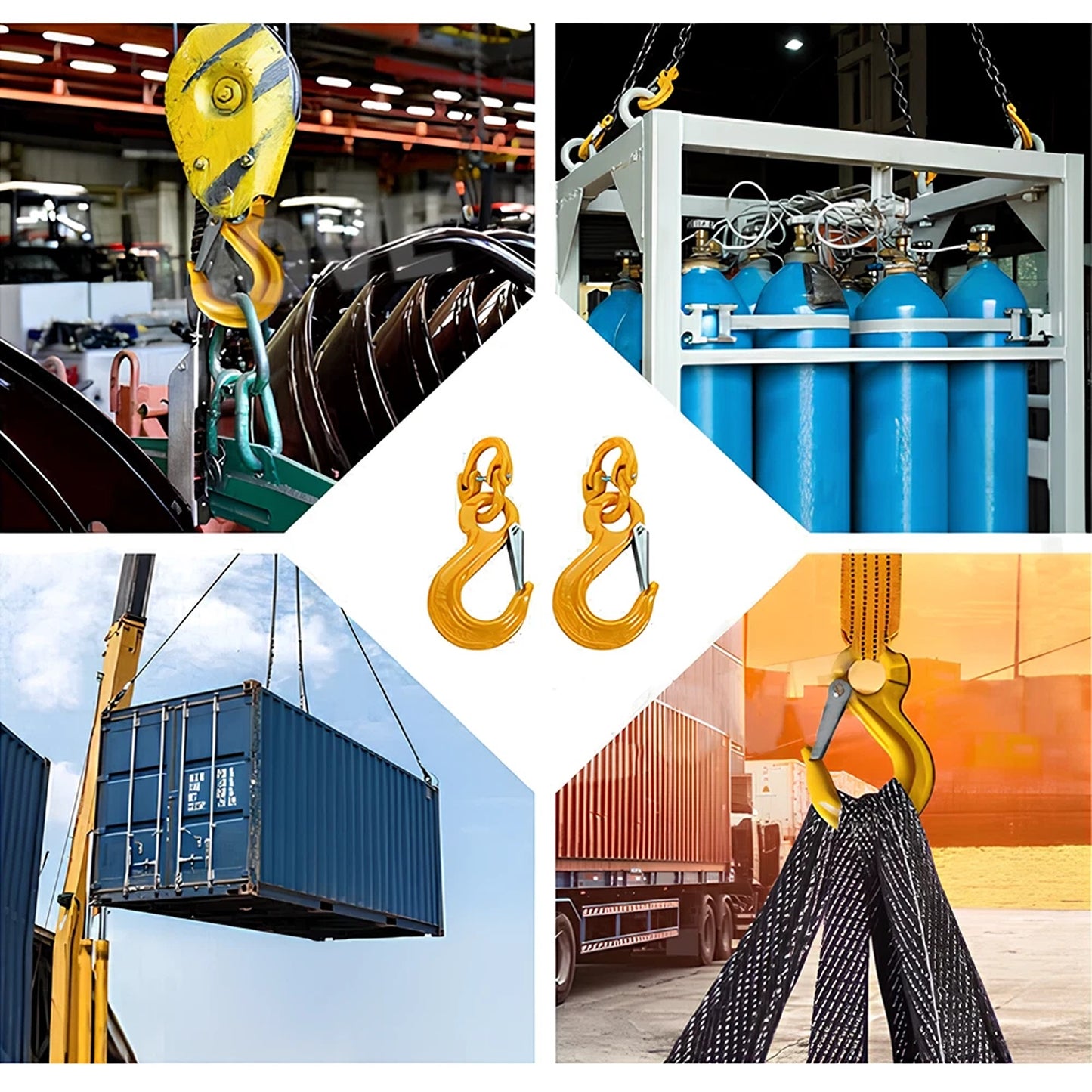 2x 8mm Hammerlock and Eye Sling Hook Set for Caravan Trailer Safety Chain Extension