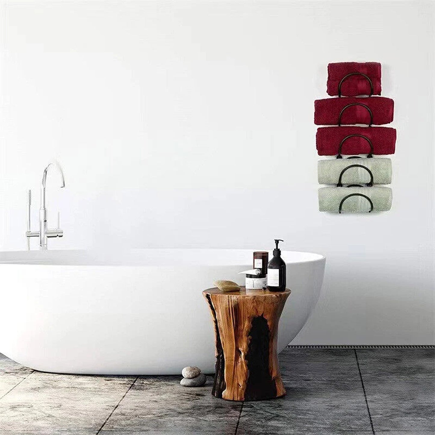Wall Mounted Bathroom Shelf with Towel and Wine Holder