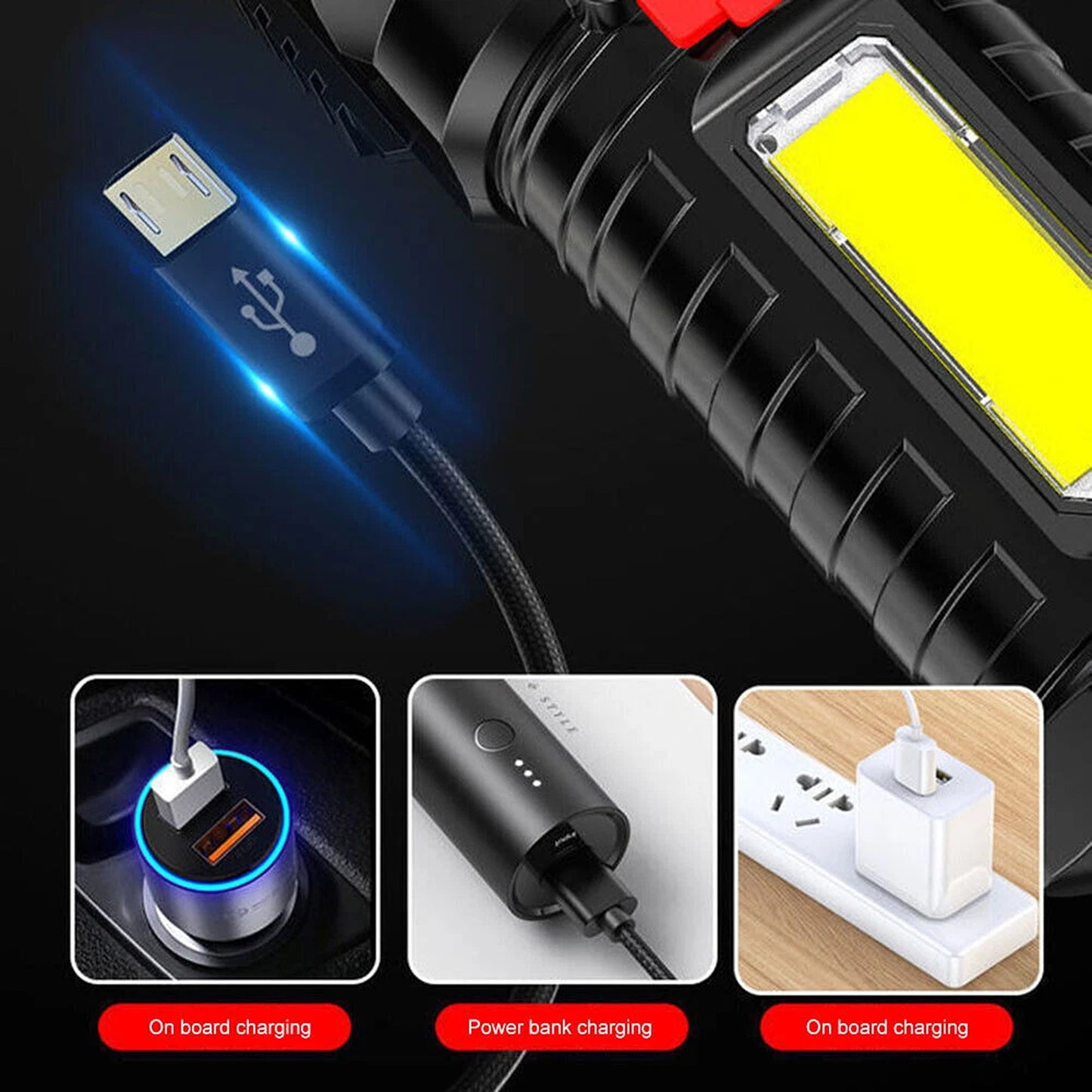 Tactical LED Flashlight USB Rechargeable Super Bright