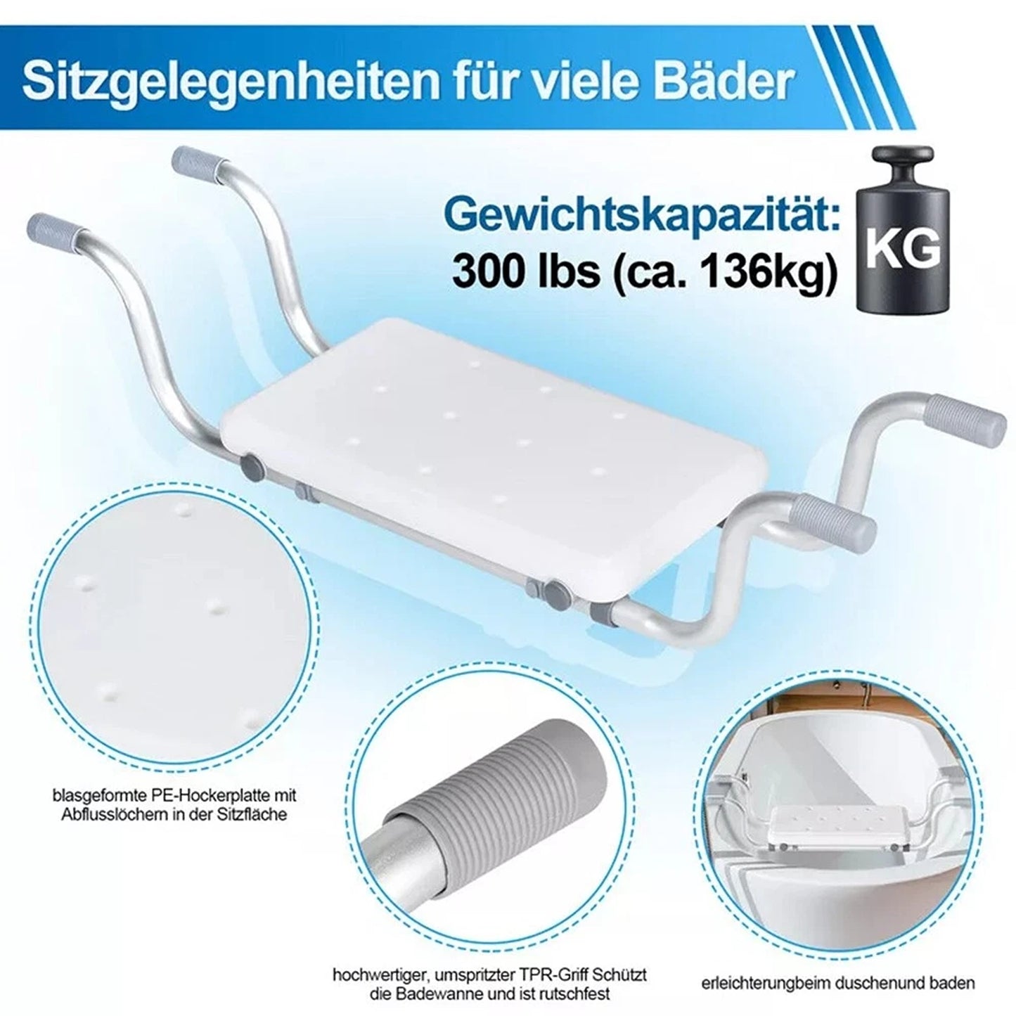 Adjustable Shower Bath Chair for Elderly and Disabled
